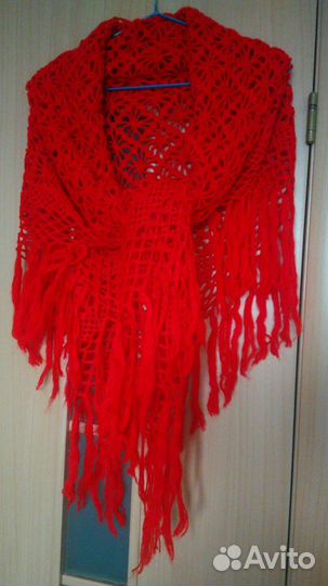 Новая Ажурная красная шаль ручной работы