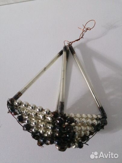 Стеклянная редкая елочная игрушка стеклярус