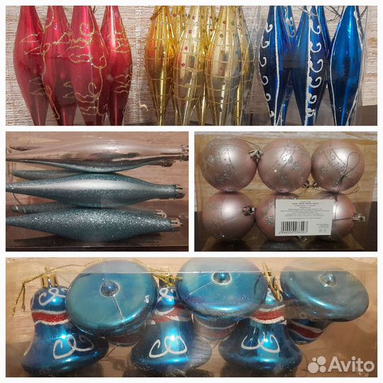 Набор новогодних ёлочных игрушек 6 шт. пластик