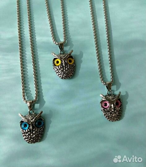 Кулон сова + кольцо сова + цепочка