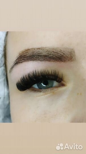 Наращивание -Вельвет ресниц,Оформление бровей
