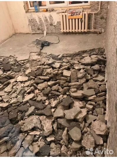 Демонтаж слом стен, пола, плитки. Вывоз мусора