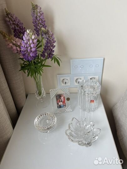 Шкатулка, подсвечник, фоторамка новые из хрусталя