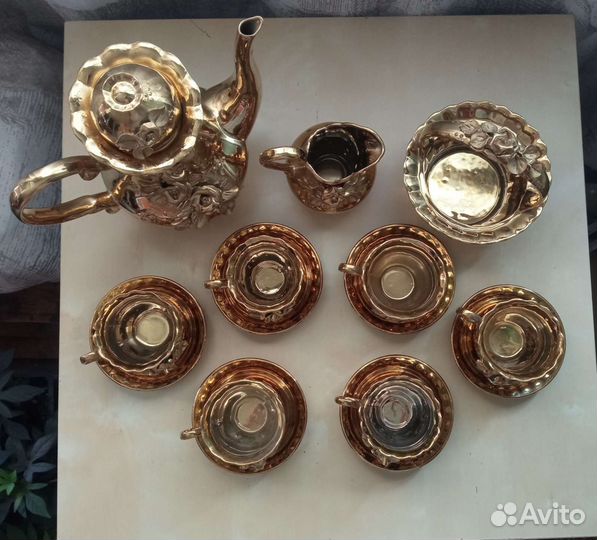 Чайно кофейный сервиз Золотая роза