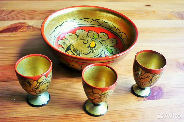 Посуда,Рюмки с Хохломской росписью СССР 60-80-х г