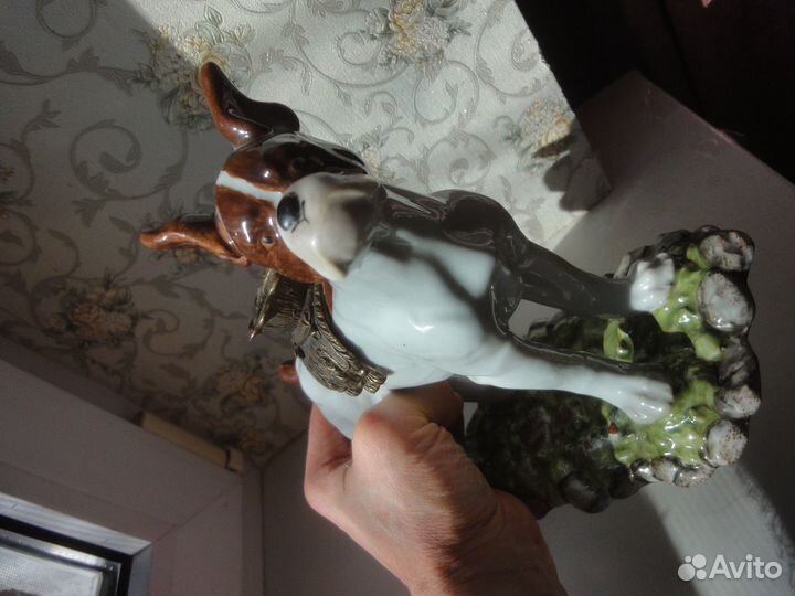 Статуэтка Собака-боксёр, фарфор бронза, 