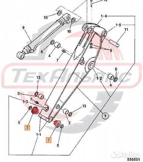 Втулка грибковая JRV0594 ковш-рукоять (Турция)