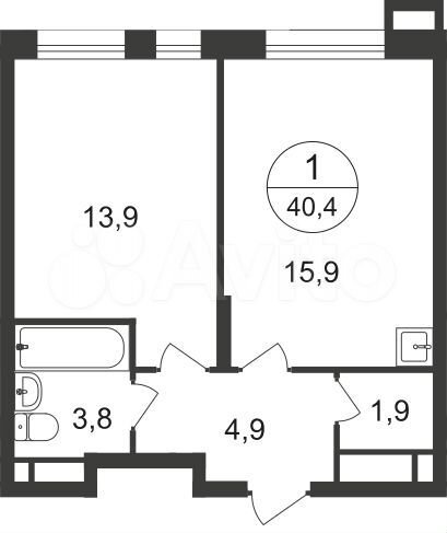 1-к. квартира, 40,4 м², 18/21 эт.