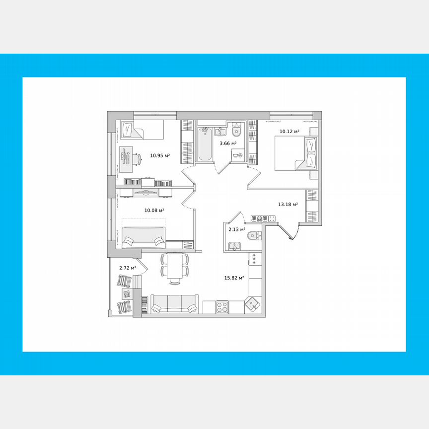 3-к. квартира, 65,8 м², 9/15 эт.