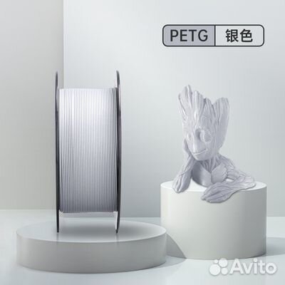 Petg пластик Wan plast серебристый 1.75 мм 1 кг