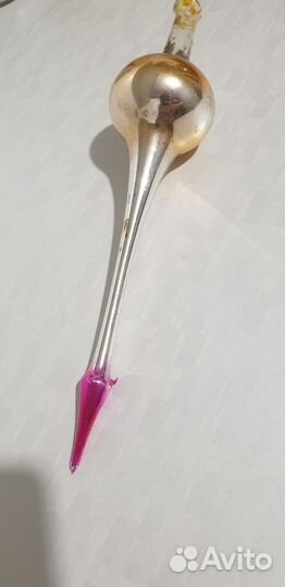 Ёлочная игрушка СССР.Шпиль-ракета.Стеклянная