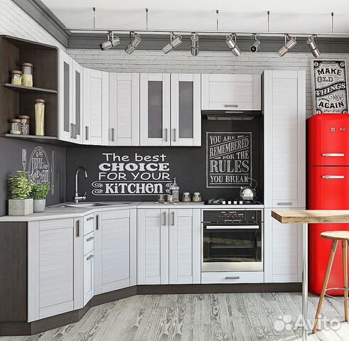 Кухня Лофт с покрытием Эко шпон. Кухонный гарнитур