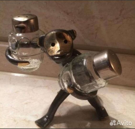 Обезьянка солонка ослик латунь СССР зебра