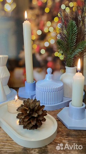 Поднос подсвечник шкатулка стакан из гипса