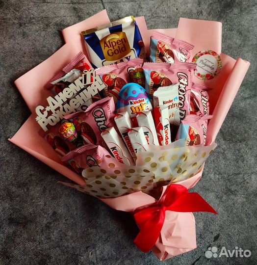 Съедобные букеты, сладкий подарок из конфет