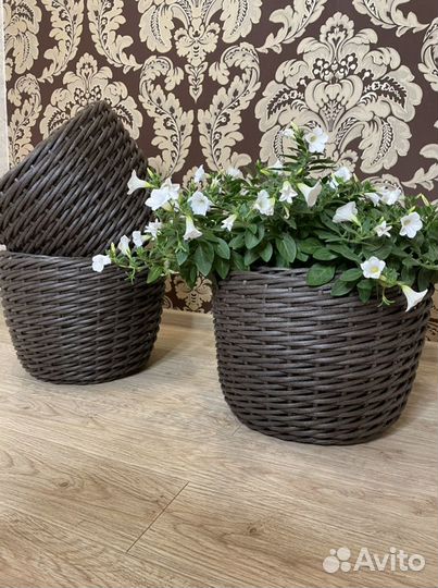 Плетеные кашпо из ротанга