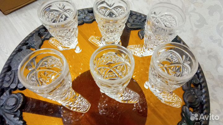 Сапожки хрусталь стопки СССР на 6 персон
