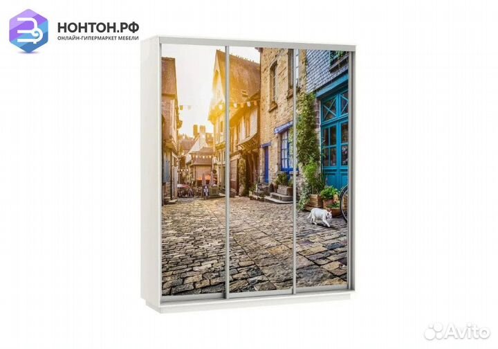 Шкаф-купе Нонтон 3-дверный белый снег / улица