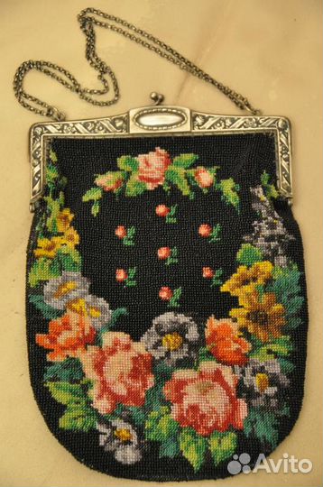 Старинная немецкая сумочка с серебряной застёжкой