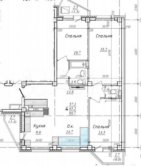 4-к. квартира, 85,2 м², 5/14 эт.
