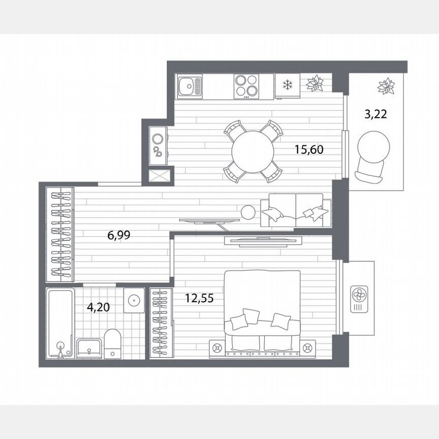1-к. квартира, 41 м², 1/7 эт.
