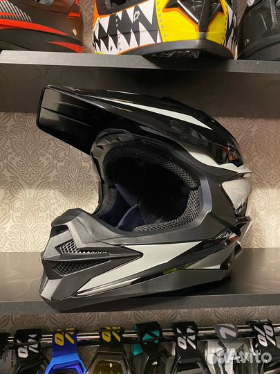 Мотошлем кроссовый/эндуро (серый-оражжевый)