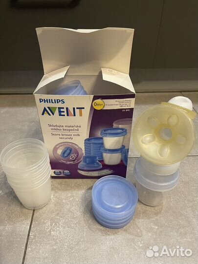 Молокоотсос ручной Avent + стаканы д/заморозки