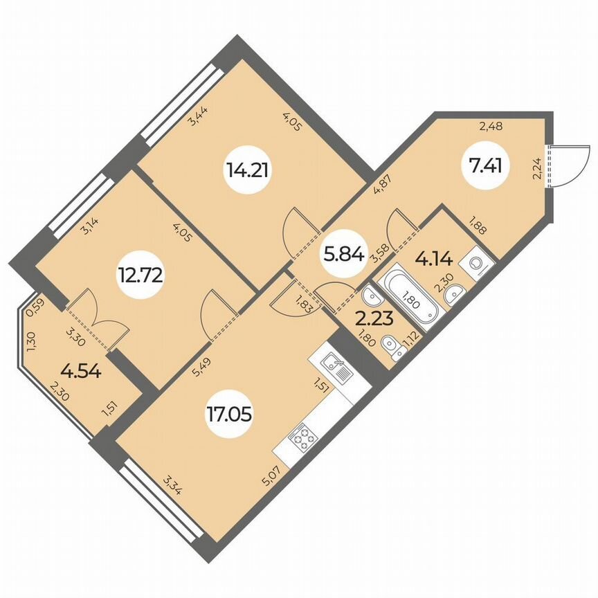 2-к. квартира, 65 м², 6/24 эт.