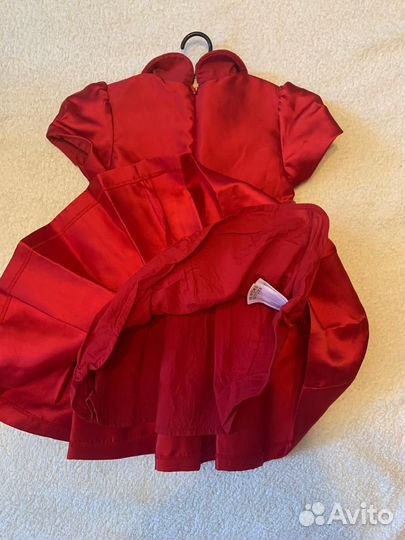 Платье для девочки 98 нарядное красное из атласа