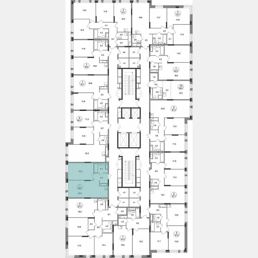 1-к. квартира, 45,8 м², 16/19 эт.