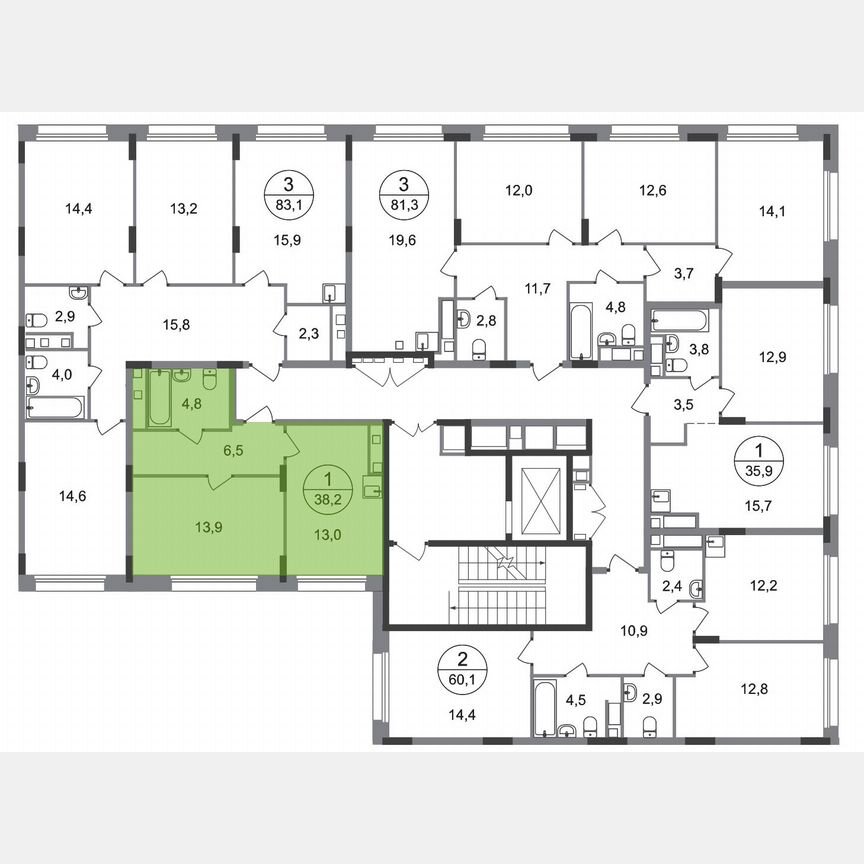 1-к. квартира, 38,2 м², 7/17 эт.