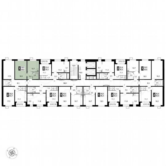 1-к. квартира, 36 м², 9/23 эт.