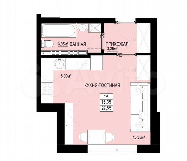 1-к. квартира, 28 м², 2/9 эт.