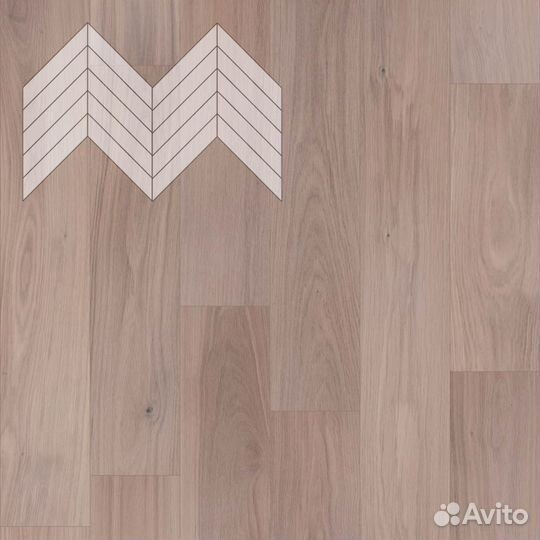 Lab Arte Елка Chevron Французская Дуб Натур Чегет белый Лак 400/348х90х14/60 Бежевый