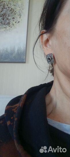 Серебряный комплект серьги и кольцо