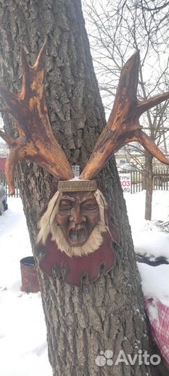 Голова индейца с лосиными рогами