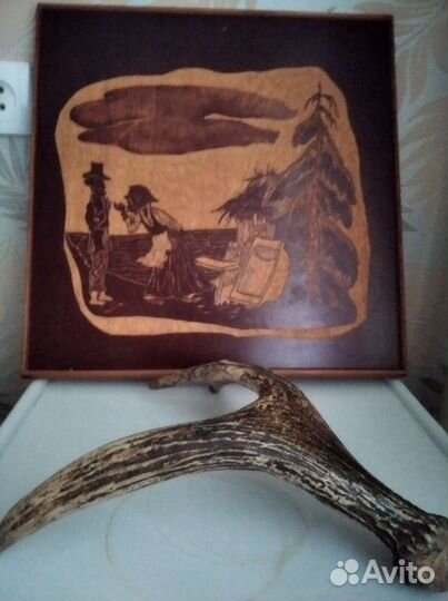 Продам картину ручной работы и рога оленя