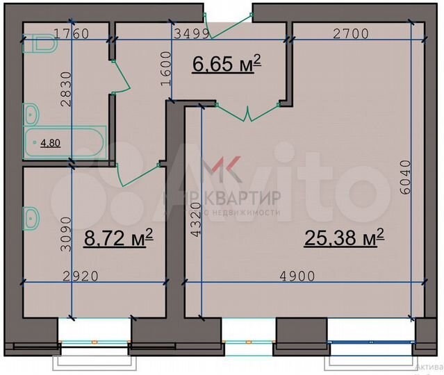 1-к. квартира, 45,6 м², 2/4 эт.
