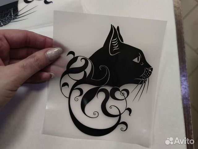 Термонаклейка чёрная кошка