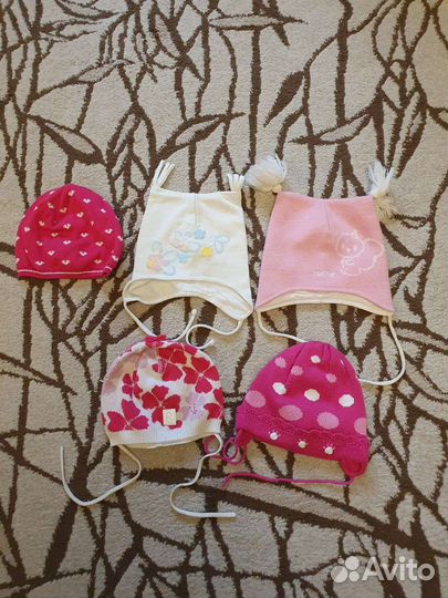 Шапки для девочки демисезон и зима, р-ры 46-52