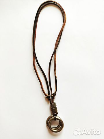 Кулон 2 кольца на кожаном шнурке