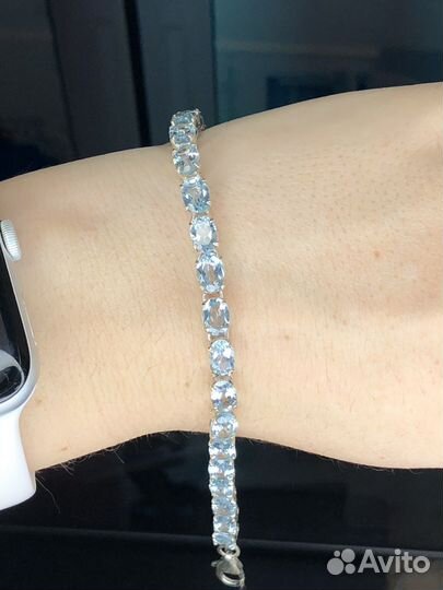 Голубой топаз,браслет,21 см