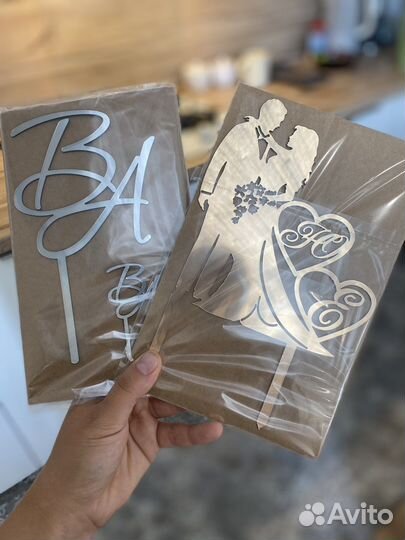 Топпер на торт зеркальный акрил