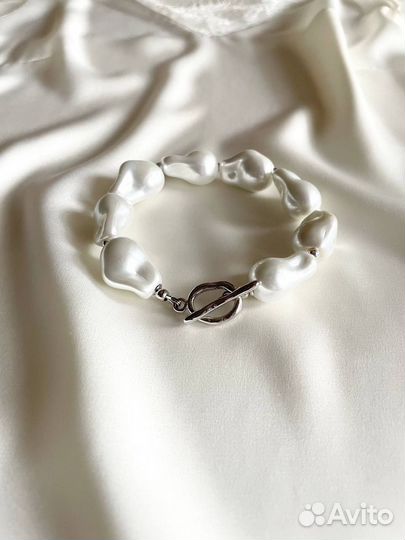 Браслеты из камней гематита, турквенита, жемчуга