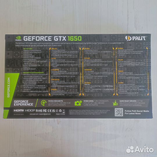 Видеокарта Geforce GTX 1650 4 GB, Palit, Nvidia