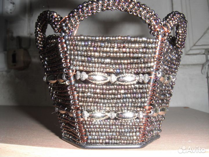 Подсвечники ажурные СССР (металл + черный бисер)