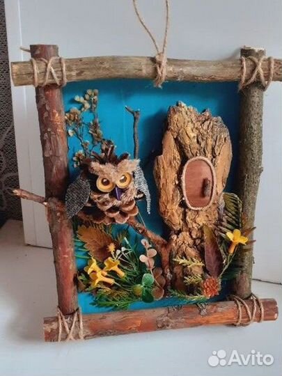 Осенние поделки из природ.материалов.Панно в рамке