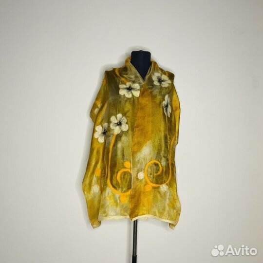 Шарф женский из шёлка и войлока handmade