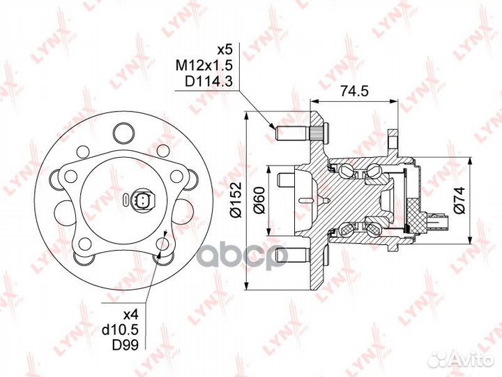 Ступица колеса зад лев WH1493 lynxauto