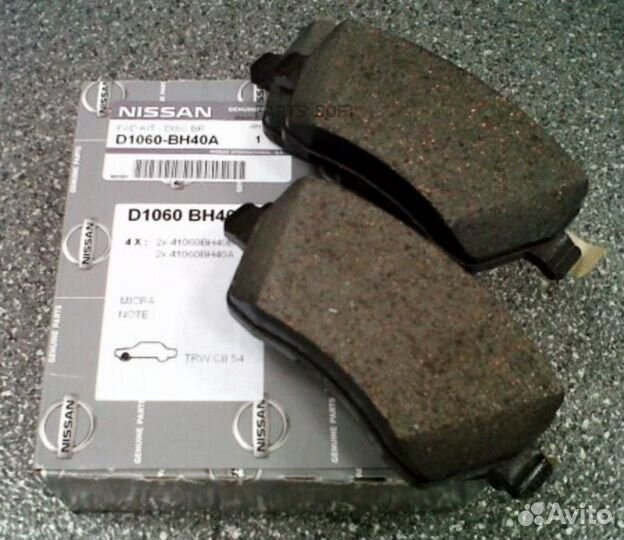 Nissan D1060BH40A Колодки тормозные дисковые перед